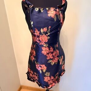 Lulu's Navy and Pink Floral Mini Dress